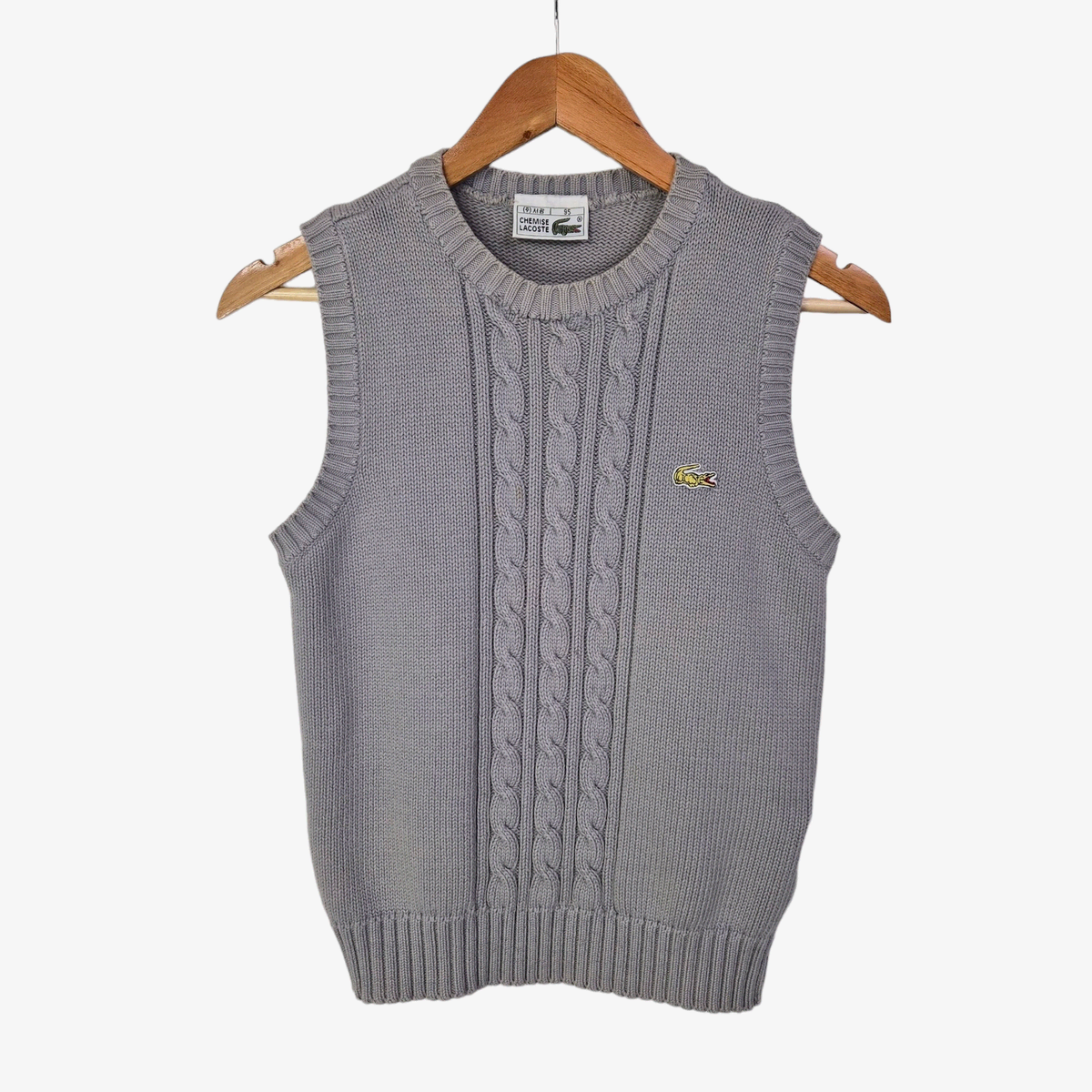 [90] 90's Lacoste gray cotton knit vest