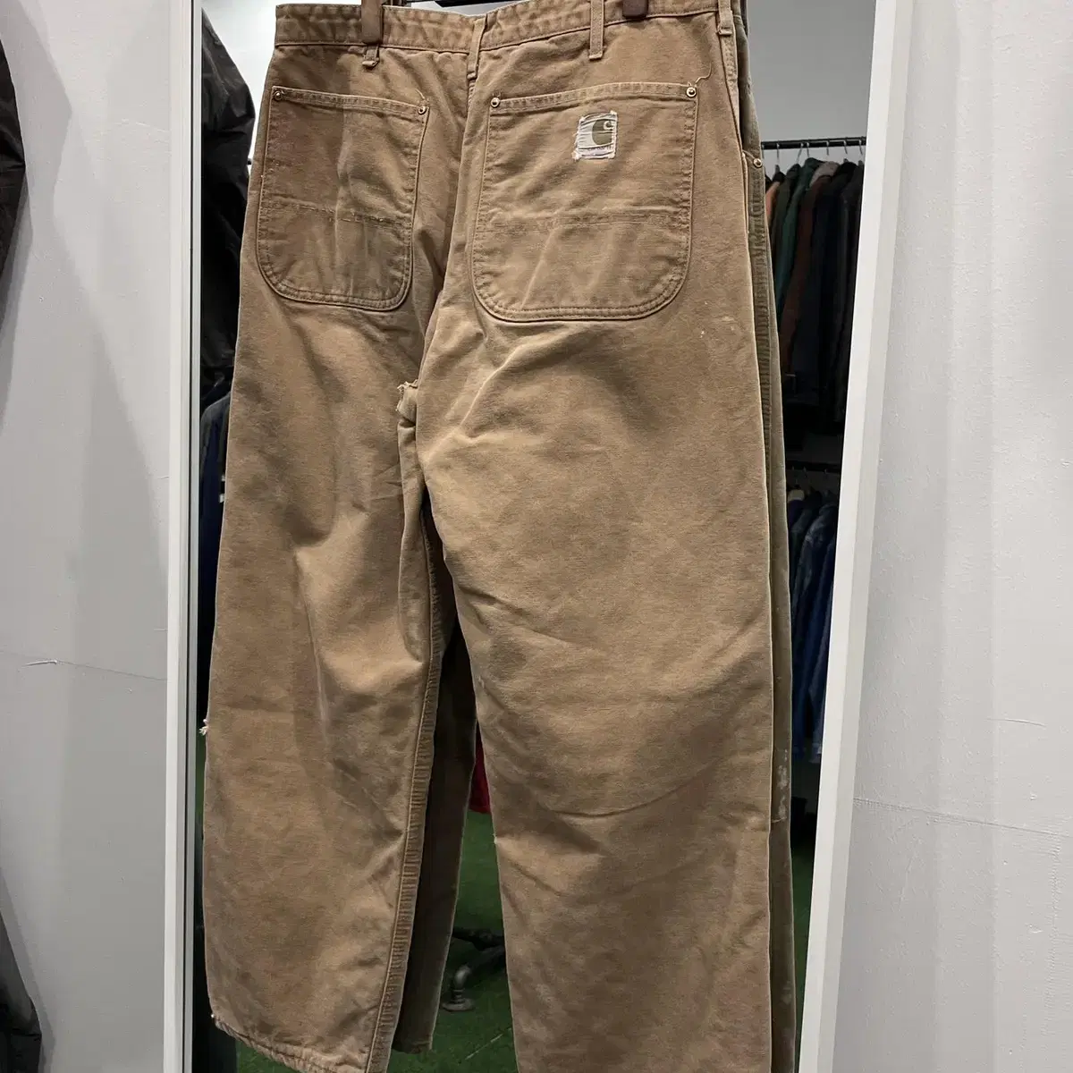 70s Carhartt 칼하트 던가리핏 싱글니 퀄티드 워크 팬츠