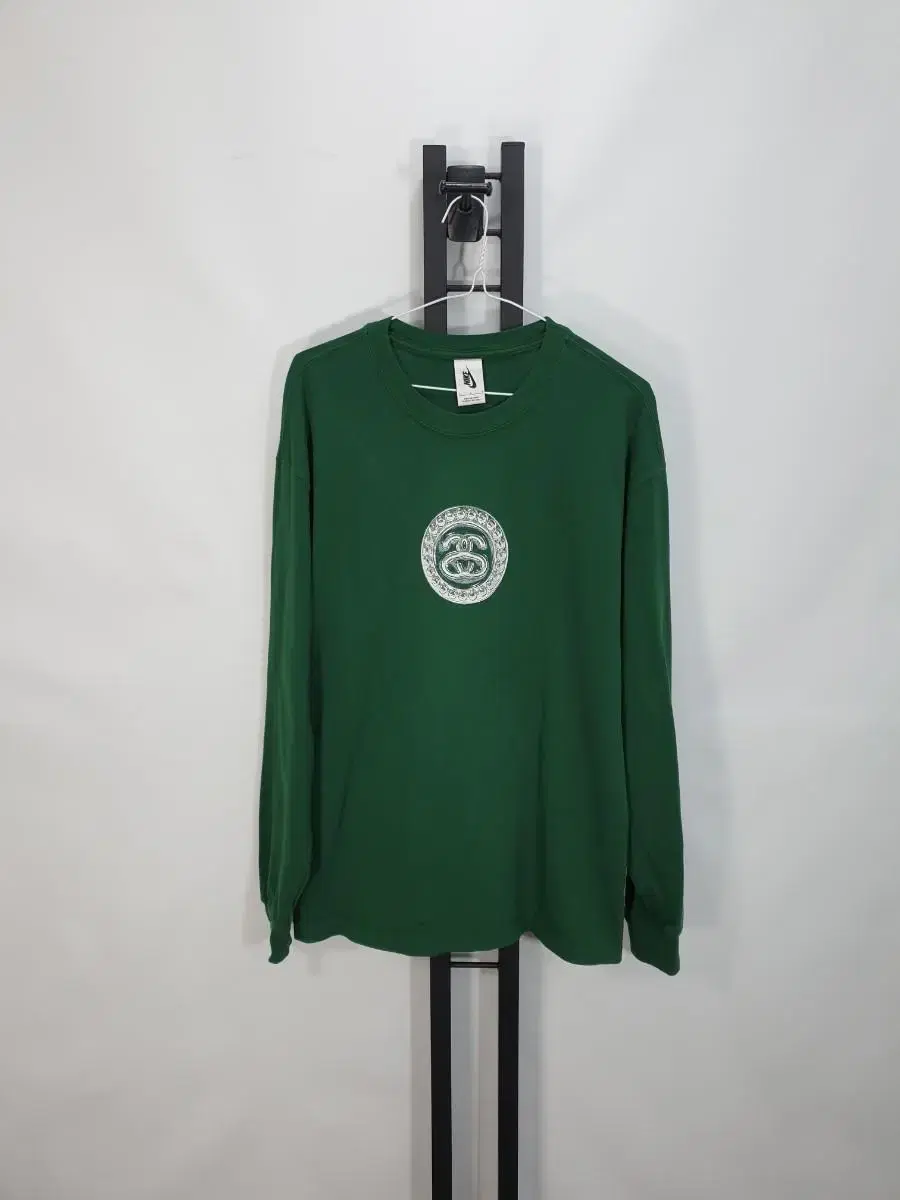 Nike Stussy Long Sleeve Big Swoosh Tee Ribbed Green L