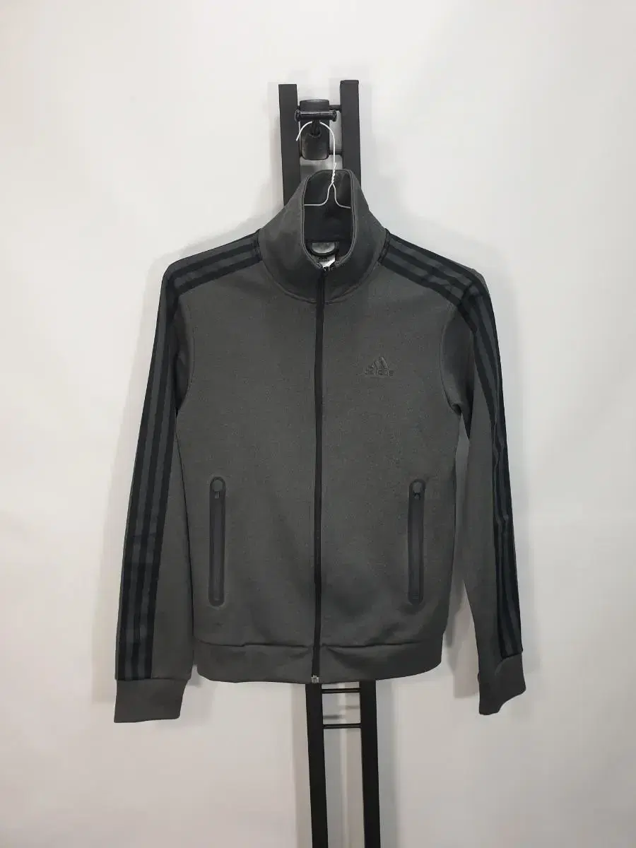 adidas Jersey Three Stripe Track Top Charcoal Black Grey 95