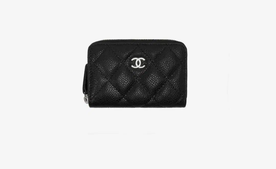 Chanel Zipper Dolly Kard Wallet in Black Caviar Silver