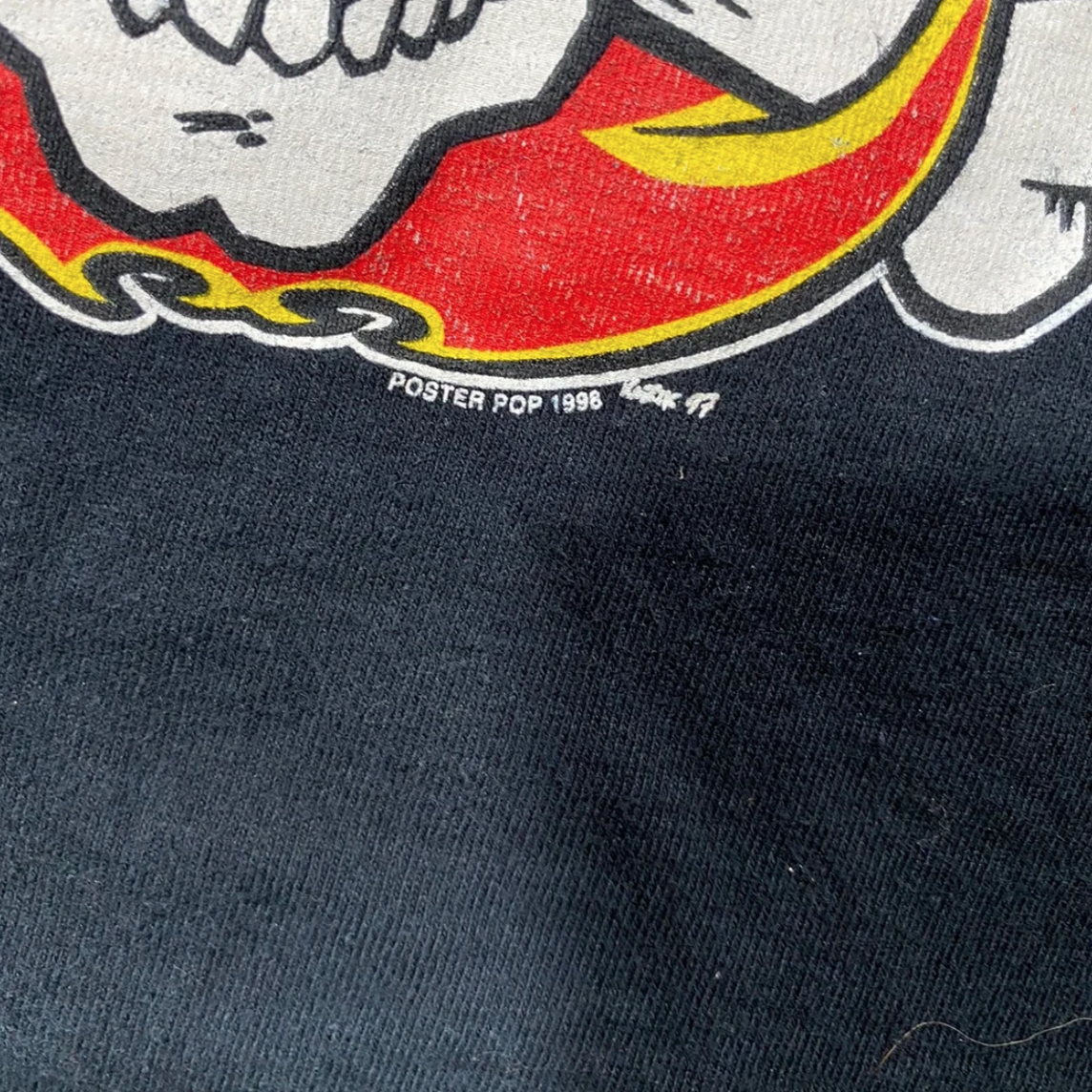 90s poster pop skull&flame t shirt (XXL)