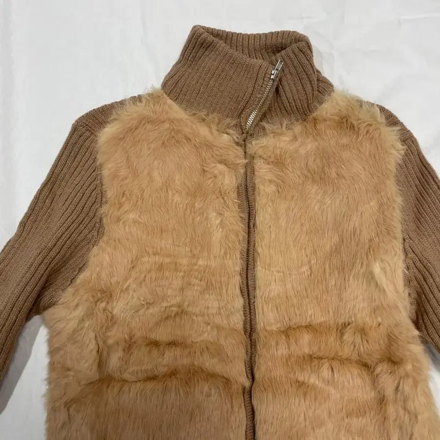 vintage fur knit zip-up