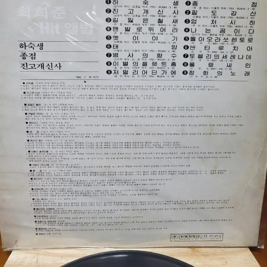 최희준 힛트앨범 LP