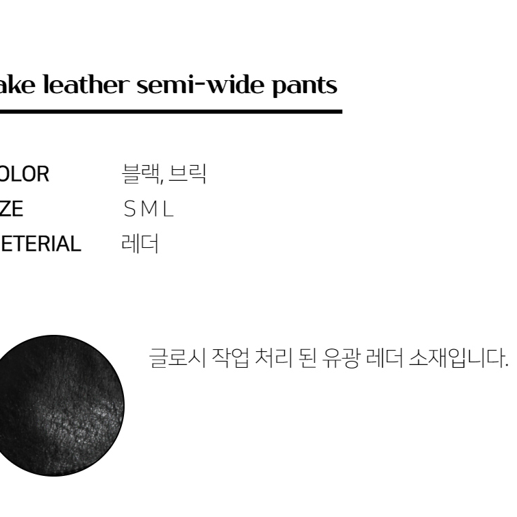 코팅 유광 세미와이드 레더 팬츠 가죽 남자 락시크 바지