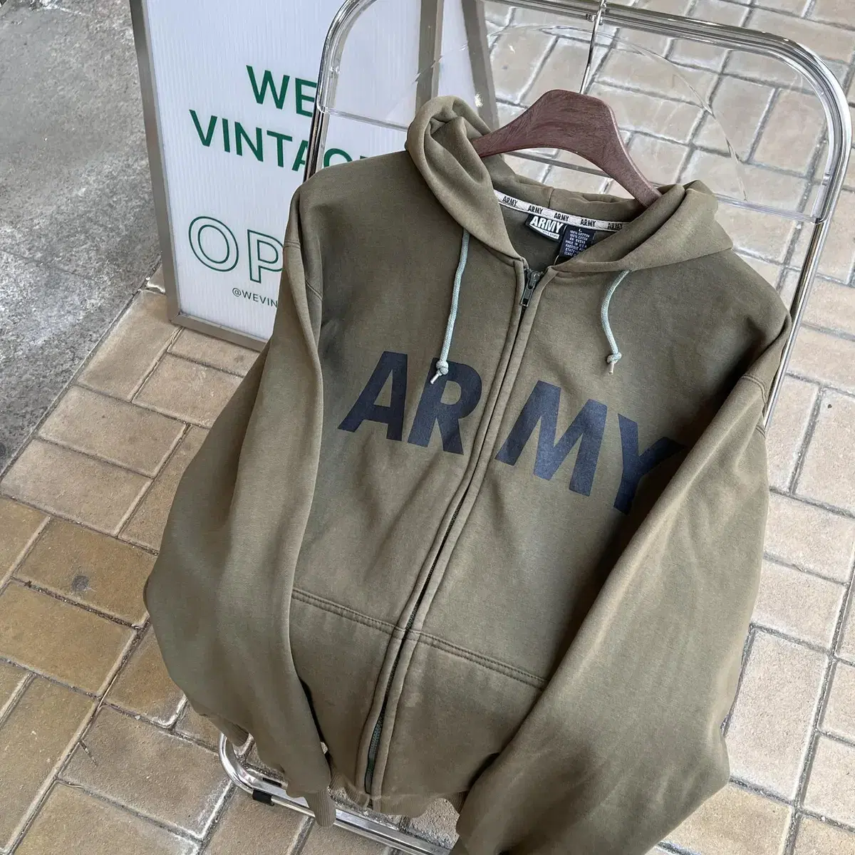 Army 빈티지 프린팅 후드 집업 (made in USA)