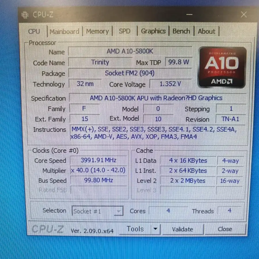 AMD 트리니티 A10-5800K CPU 쿨러별도