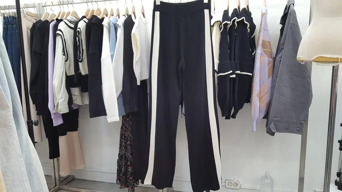 XSpecial Summer Knit Dungarees High Waist Side Striped Colorful Wide Leg Pants Trousers Bootcut