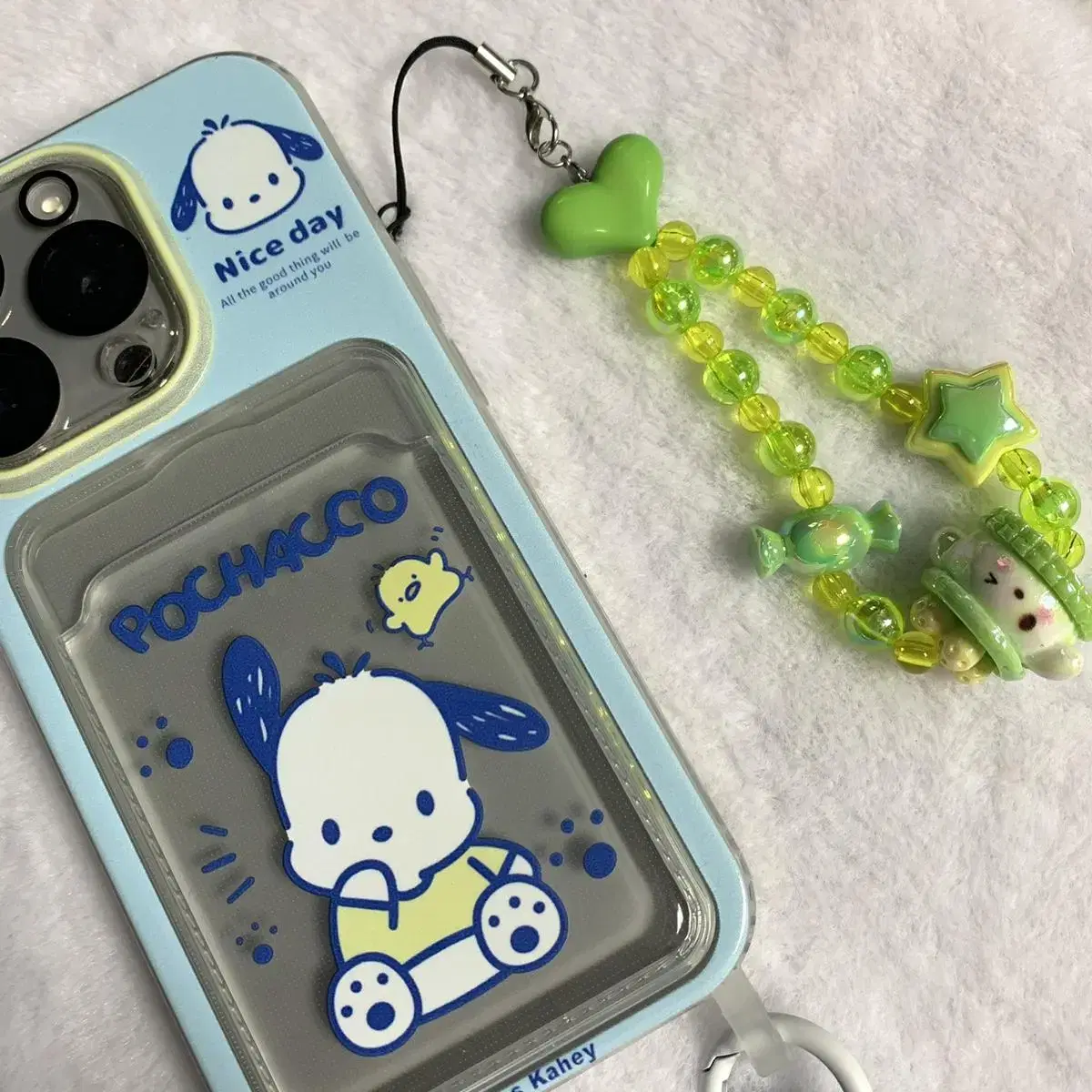 Sanrio Pochacco Beads Keyring in the shape of a cake