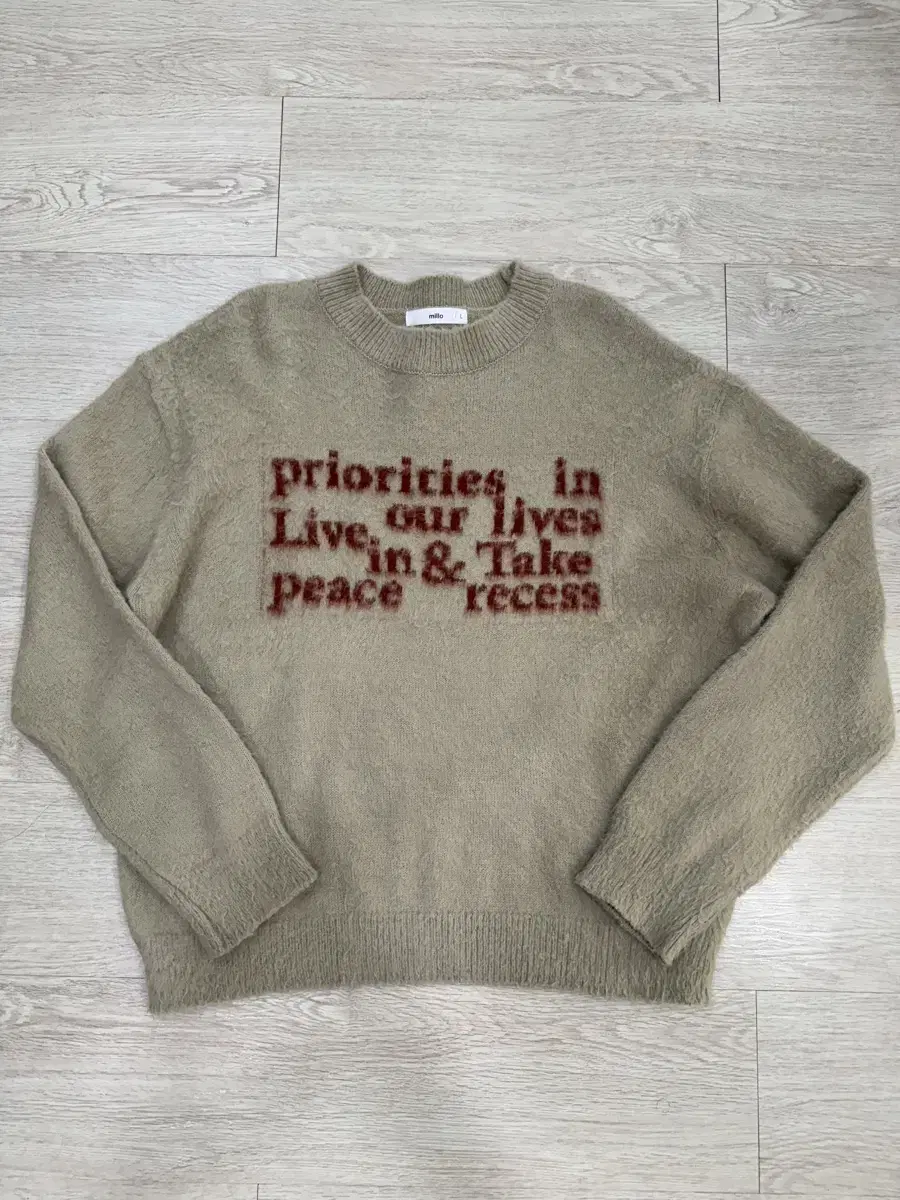 Milo Text Archive Knit [Oatmeal] Size L