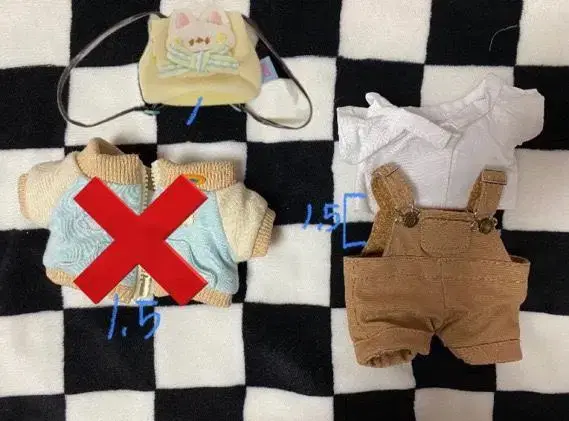 Doll clothes suspenders shirt bag jacket wts