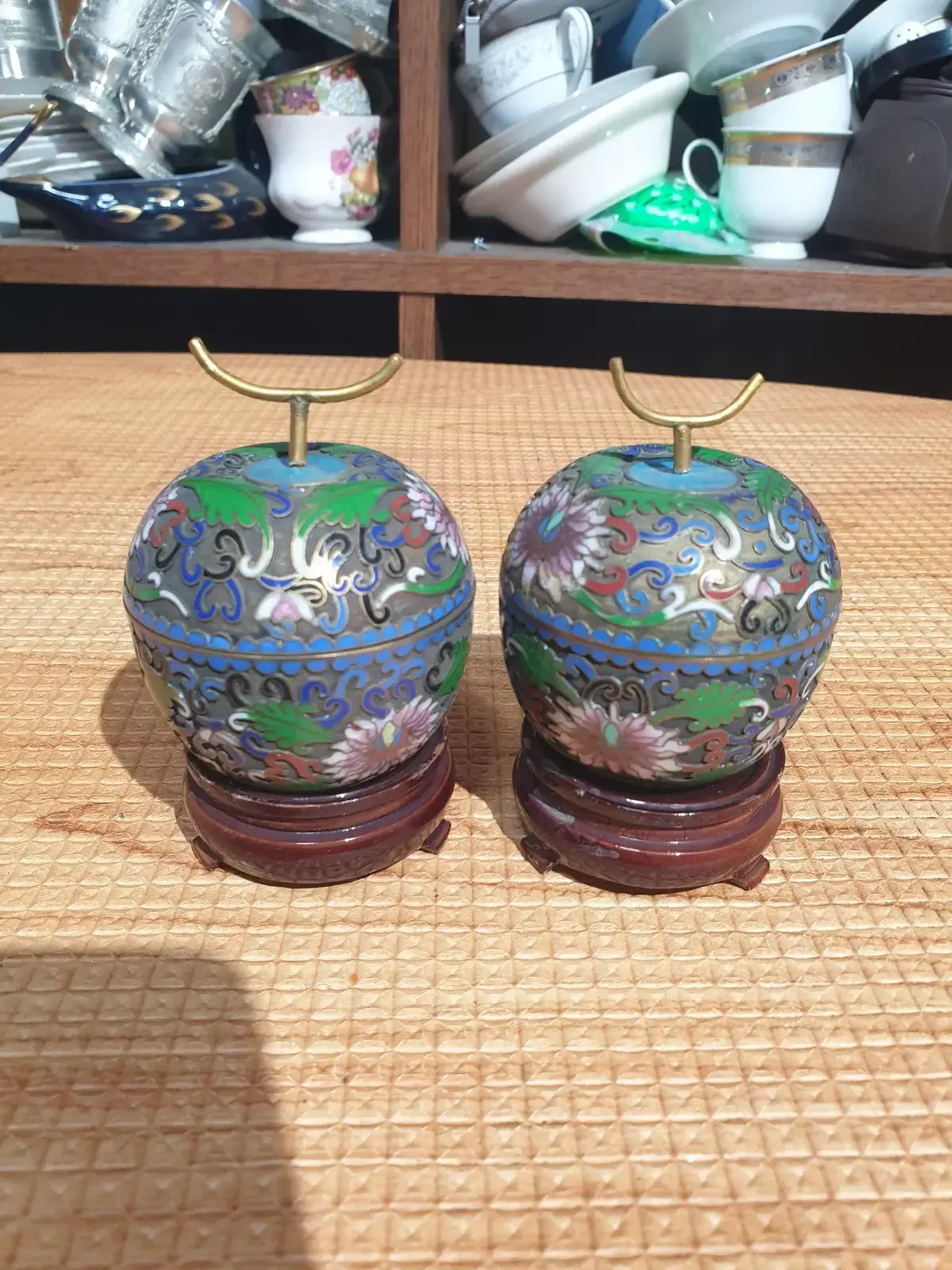 2 bronze cloisonné mini jewelry boxes