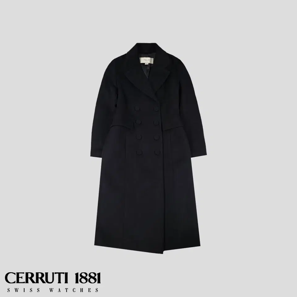 Seruti 1881 black poly wool blend minimalist de muir wool double-button maxi coat