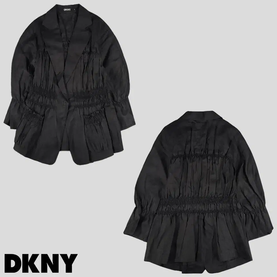 DKNY 블랙 고딕 고스 펑크 주름 린넨100 블레이저 자켓 WOMANS