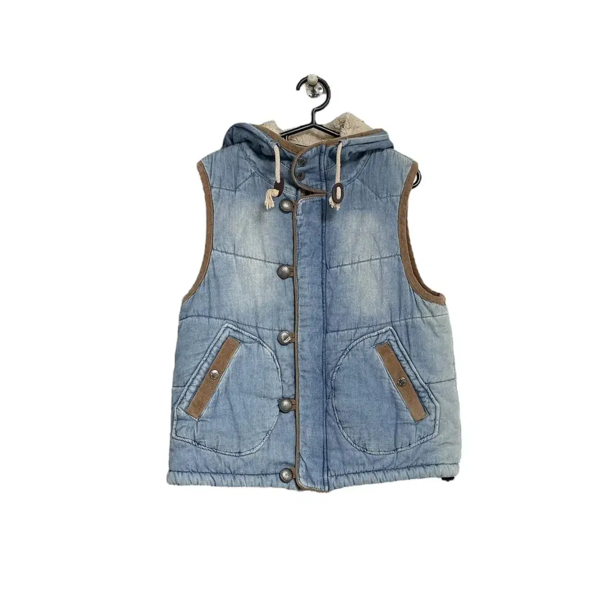 Denim western detail cotton padding vest