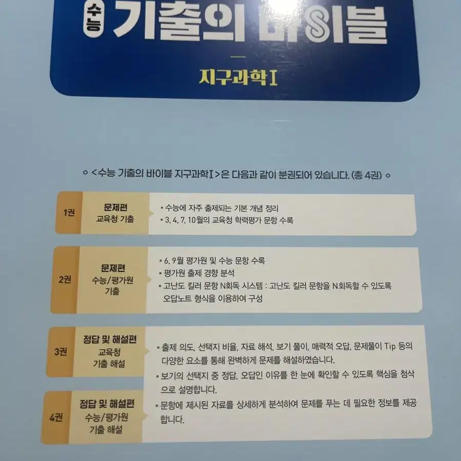 수능 N회독 기출의 바이블 지구과학1 1,2,3,4권