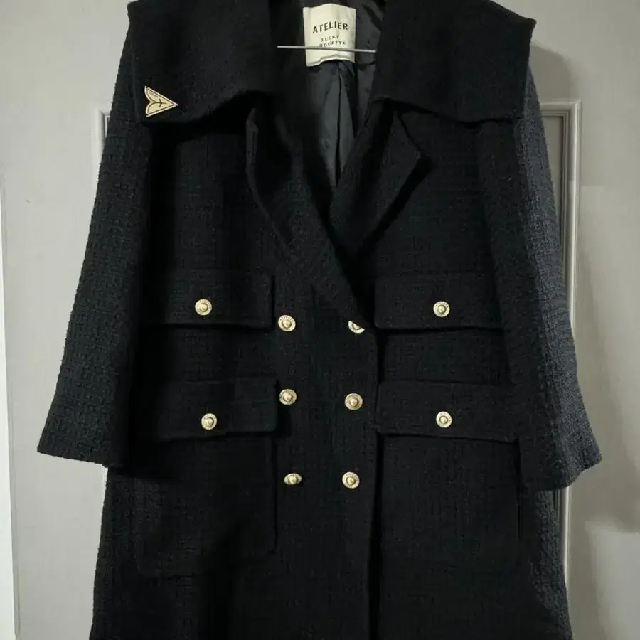 럭키슈에뜨 아뜰리에 하프 코트 Tweed Sailor Collar Hal