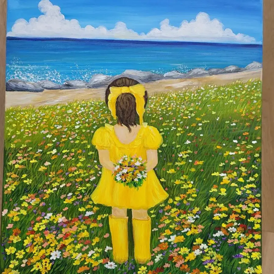 할인20호 그림 바다를 바라보는 소녀와 들꽃