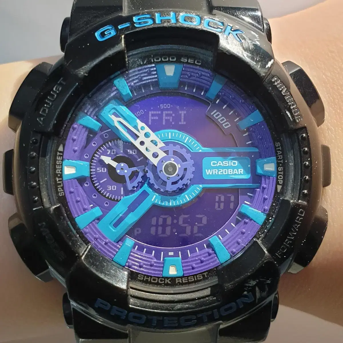 지샥 카시오 남성시계 빅페이스 블랙 퍼플 GA-110HC-1A