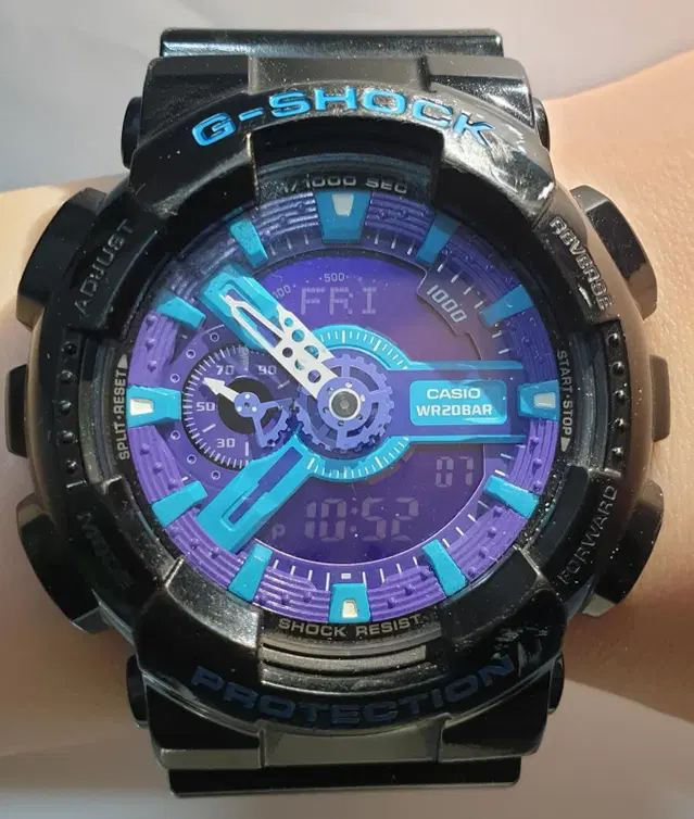 지샥 카시오 남성시계 빅페이스 블랙 퍼플 GA-110HC-1A