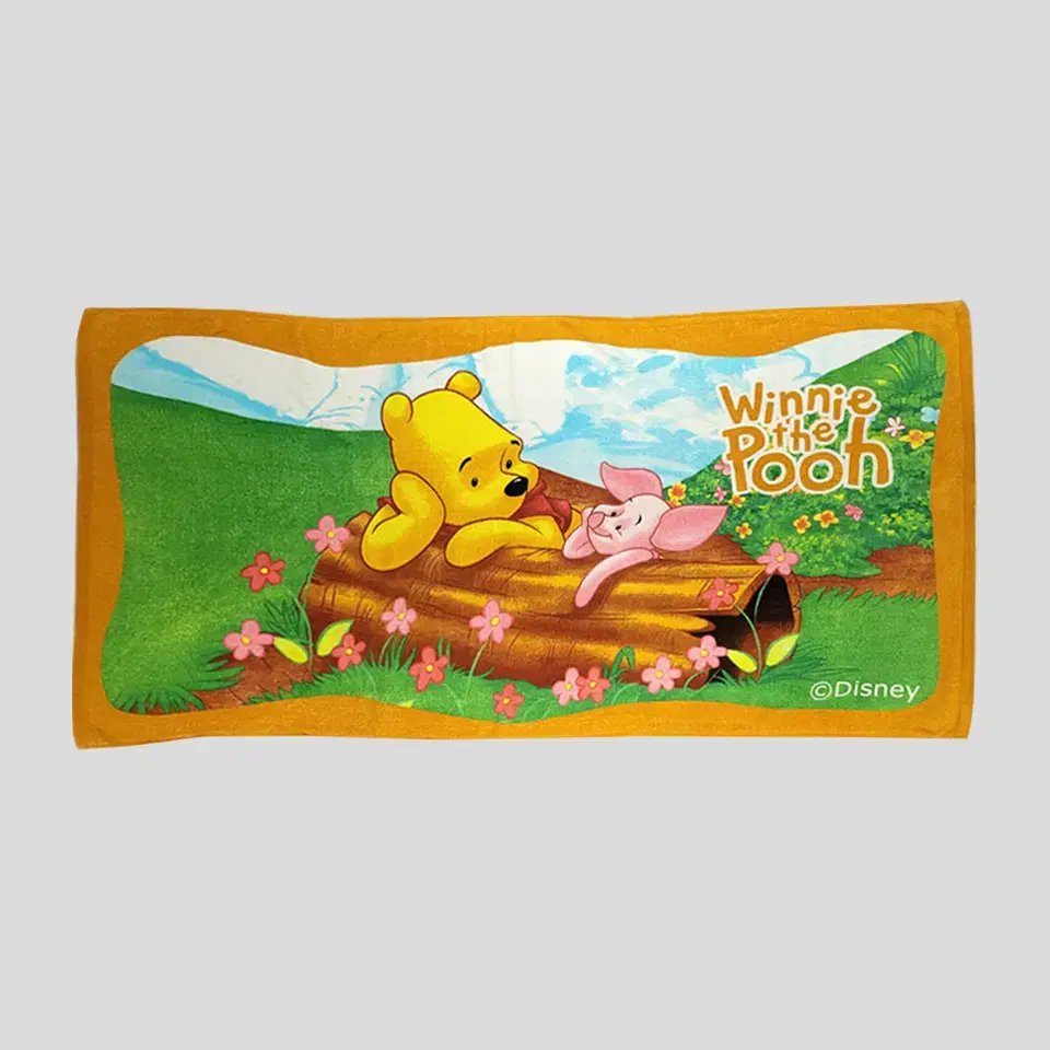 Disney Brown Piglet and Pooh Big Pattern Cotton100 Terry Beach Towel Bath Towel Longevity