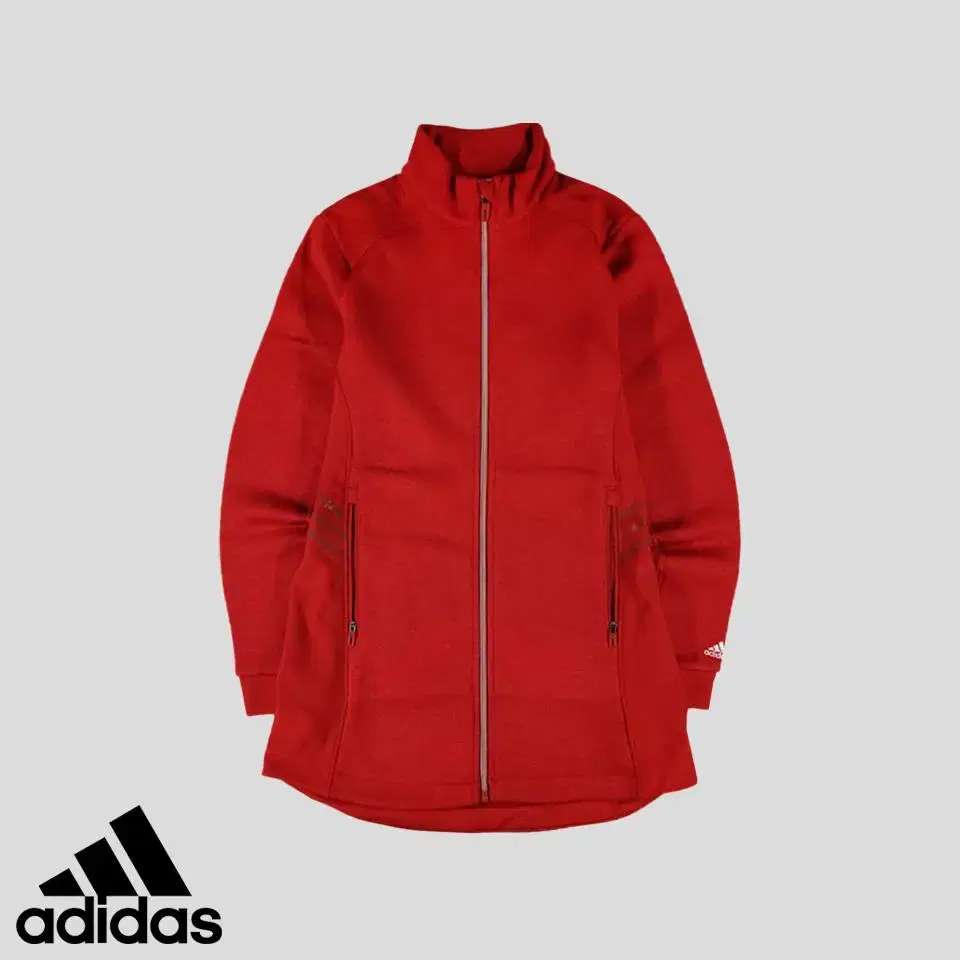 Adidas Red Brushed Casual Jacket Knit Zip Up WOMAN M