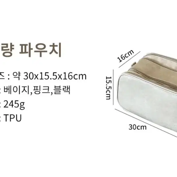 대용량 여행용 다용도 스트랩 파우치 메이크업가방 이너백 여행필수품 실용적