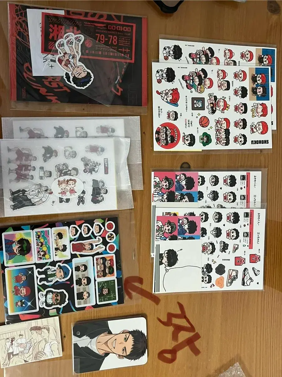 SLAM DUNK merchandise sticker sets, bulk several full merchandise items