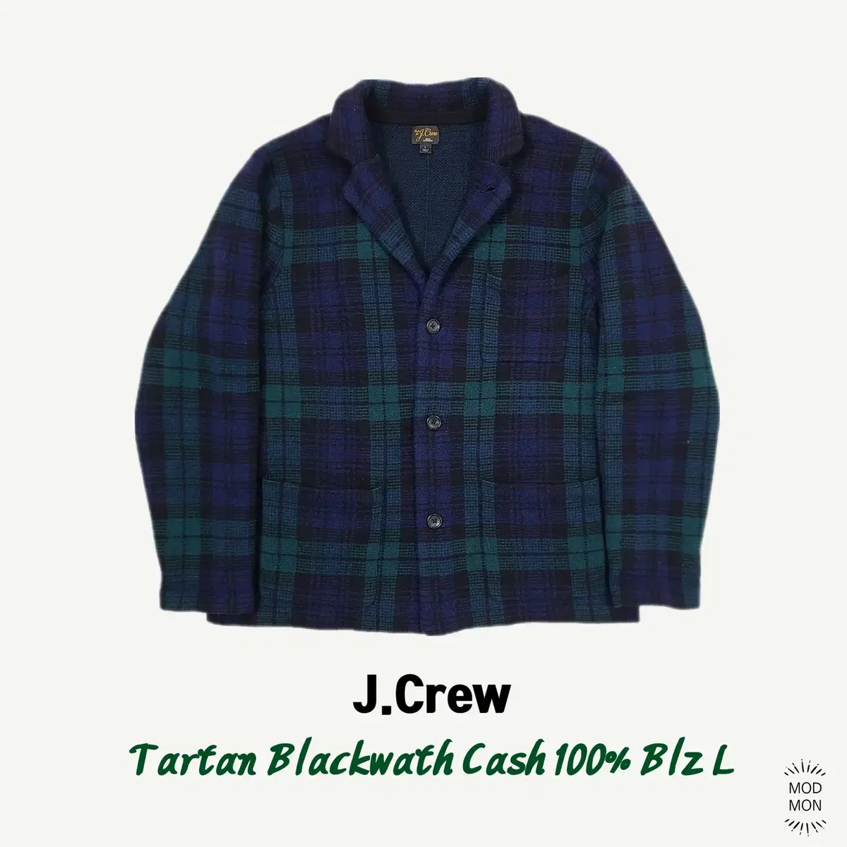 J.Crew 제이크루 블랙와치 100% 캐시미어 자켓 L