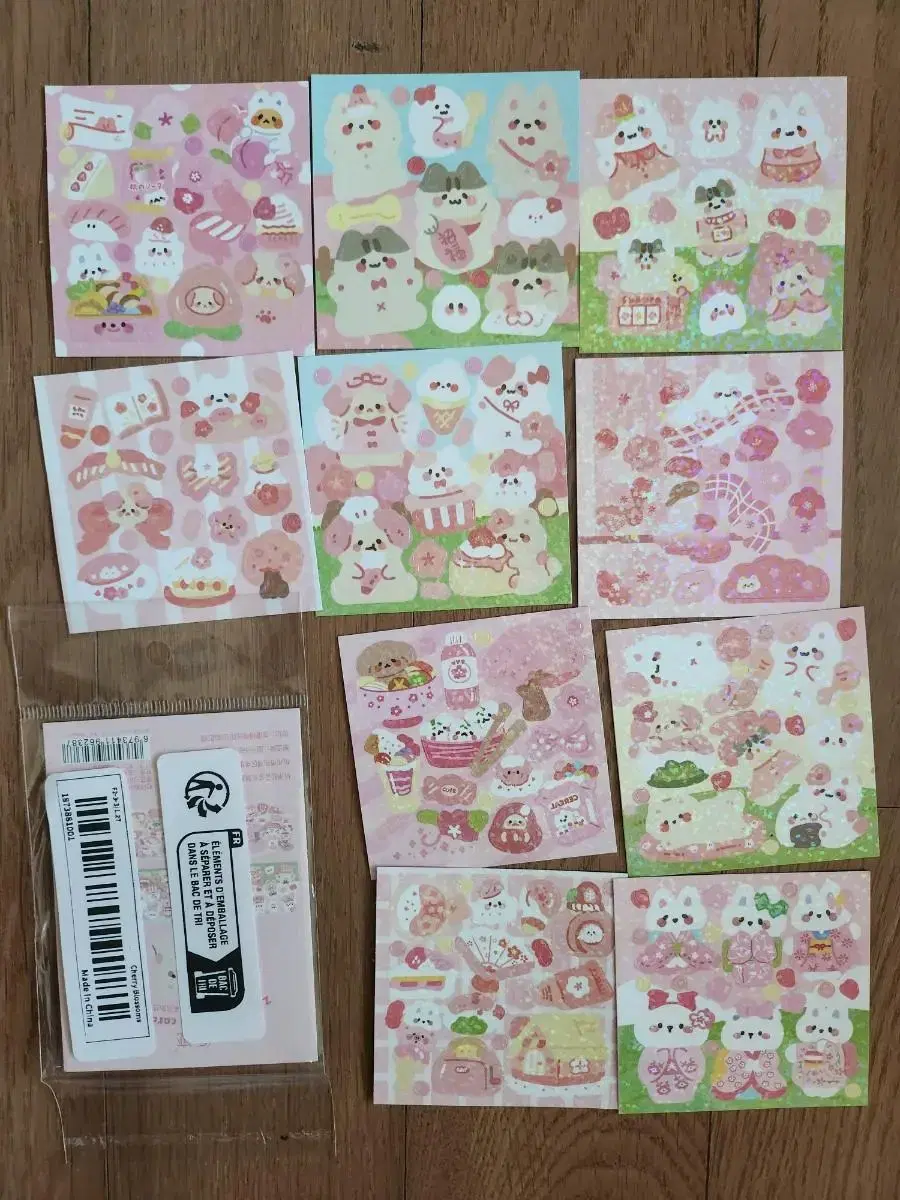 10 Cherry Blossom Mini Duck Sticker Set