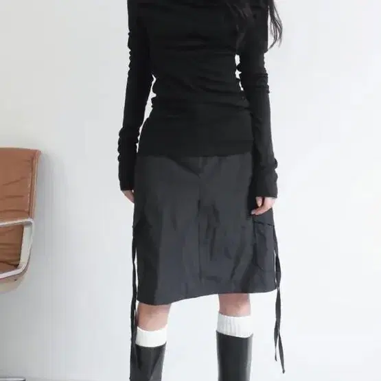 베이비랩 long drape loose t black