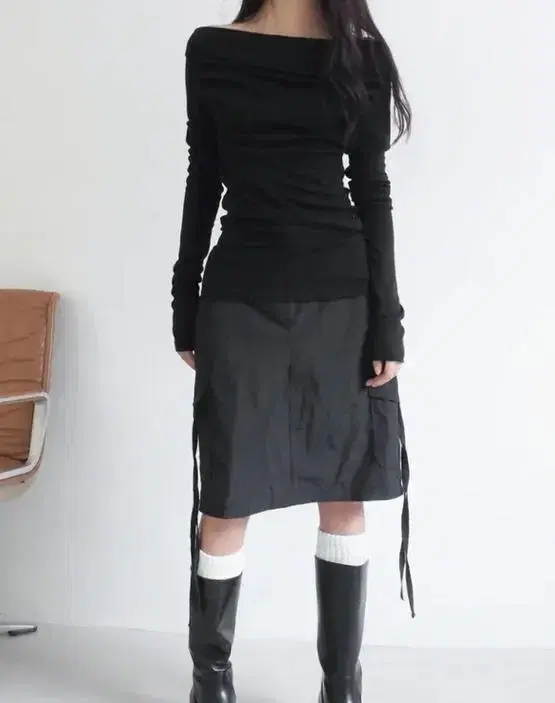 베이비랩 long drape loose t black