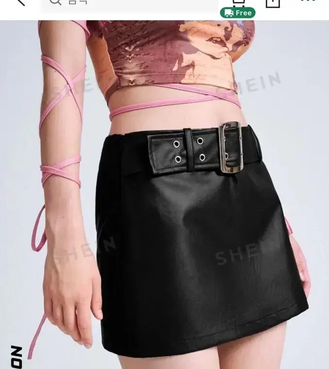 Sheer leather skirt low-waisted metal buckle belted sneakers