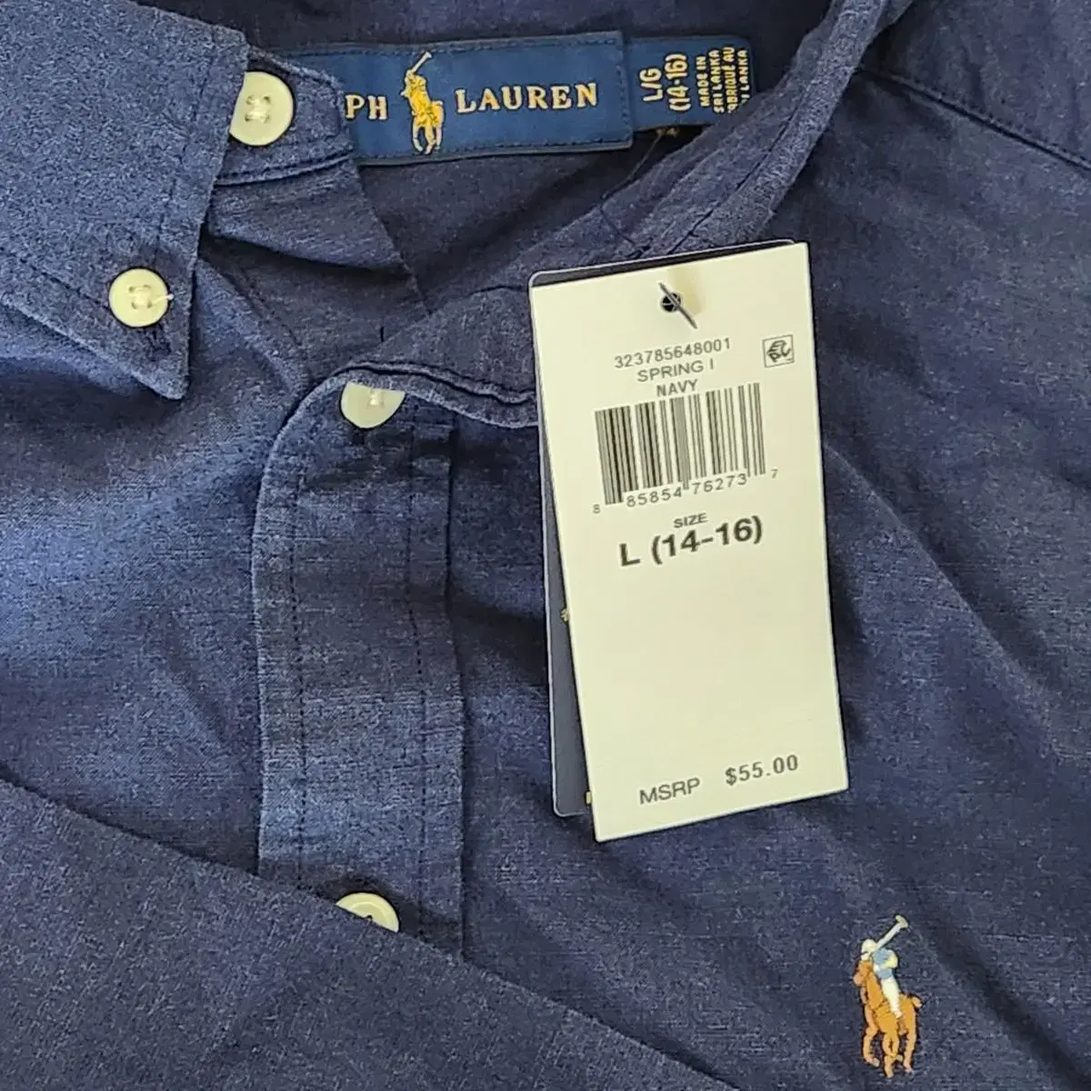 [New/Unworn] Polo Boys Long Sleeve Shirt Navy (Size L)