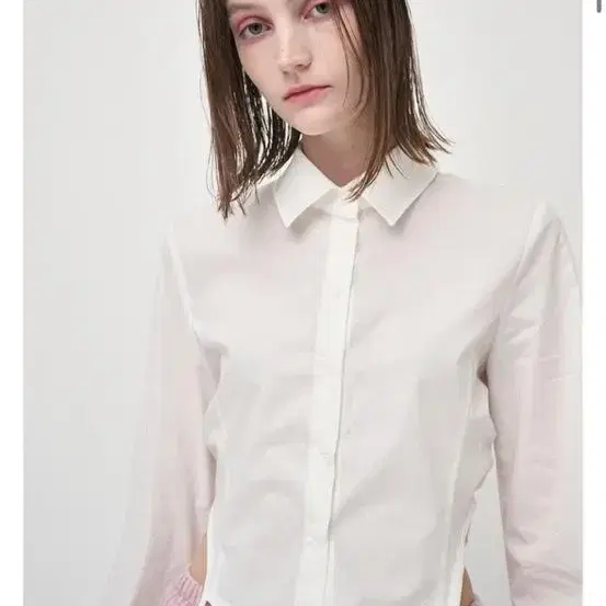 [1회착용]Side Shirring Slim Shirt, Ivory