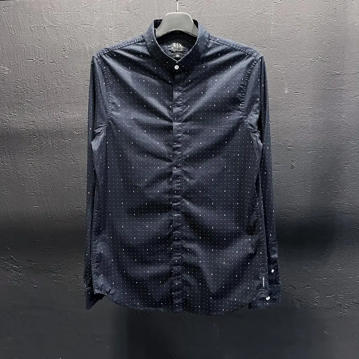 Armani Exchange Navy Dot Pattern Cotton Shirt