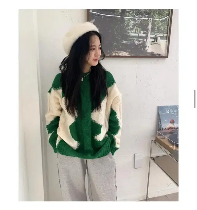 green zebra loose vintage knit