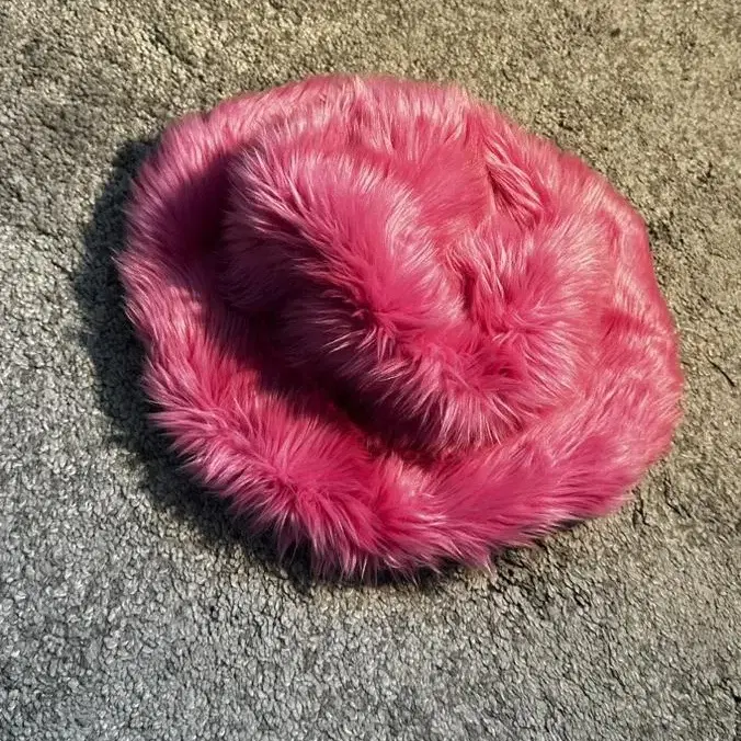 Q millinery pink fur buckethat