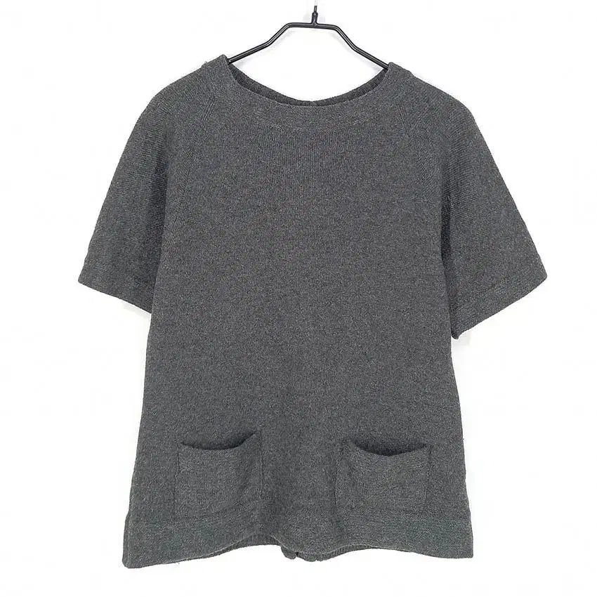 System Women's 100% Pocket Short-sleeved Knit Tee Gray (HU29408)