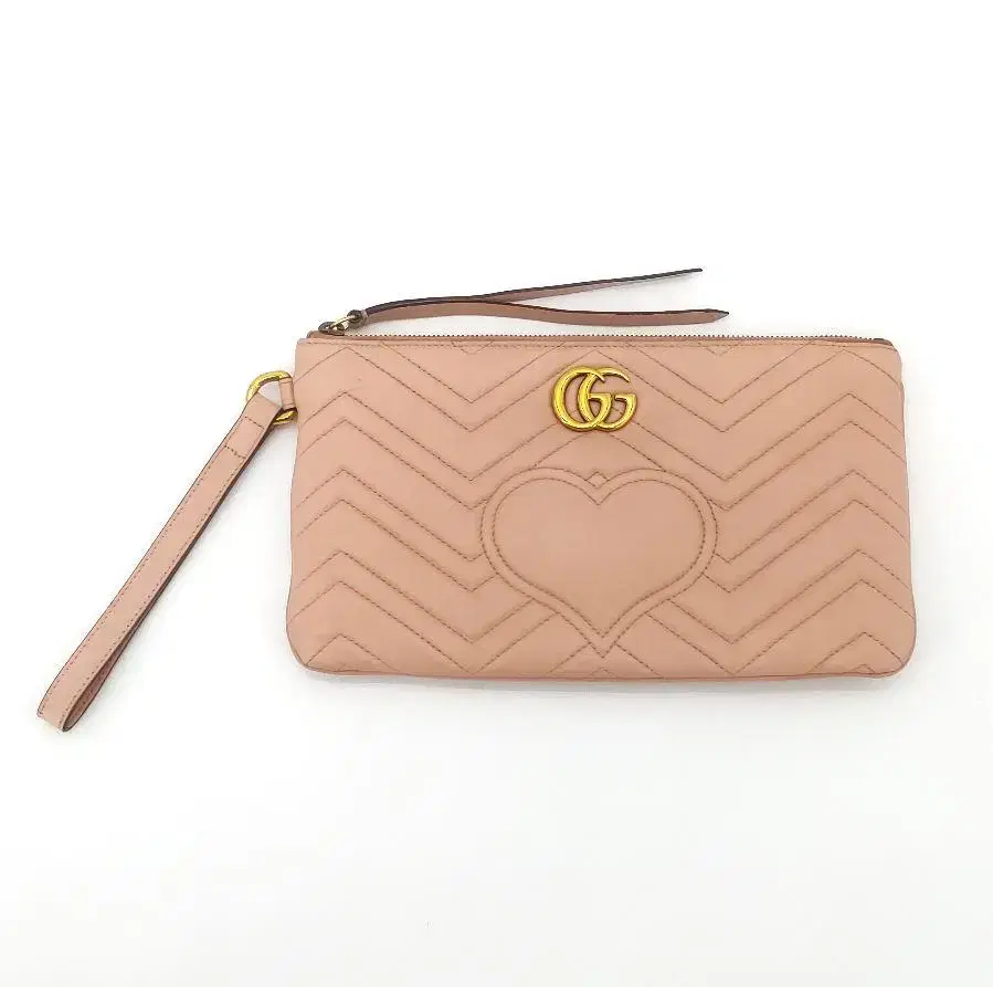 GUCCI 443439 GG MAMMOTH MATELASSE YELLOW PINK SMALL CLUTCH