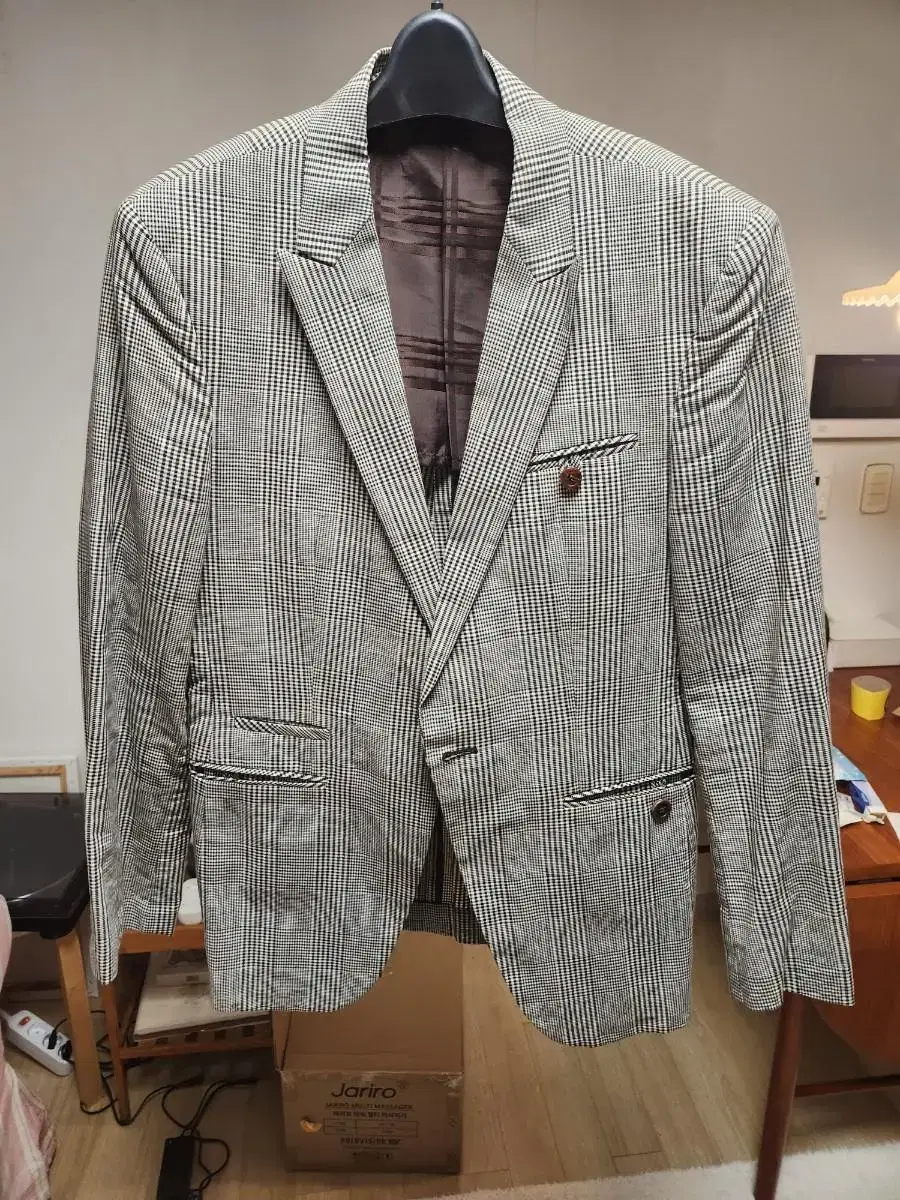 Tie Foreman Linen Cotton Check Blazer 95