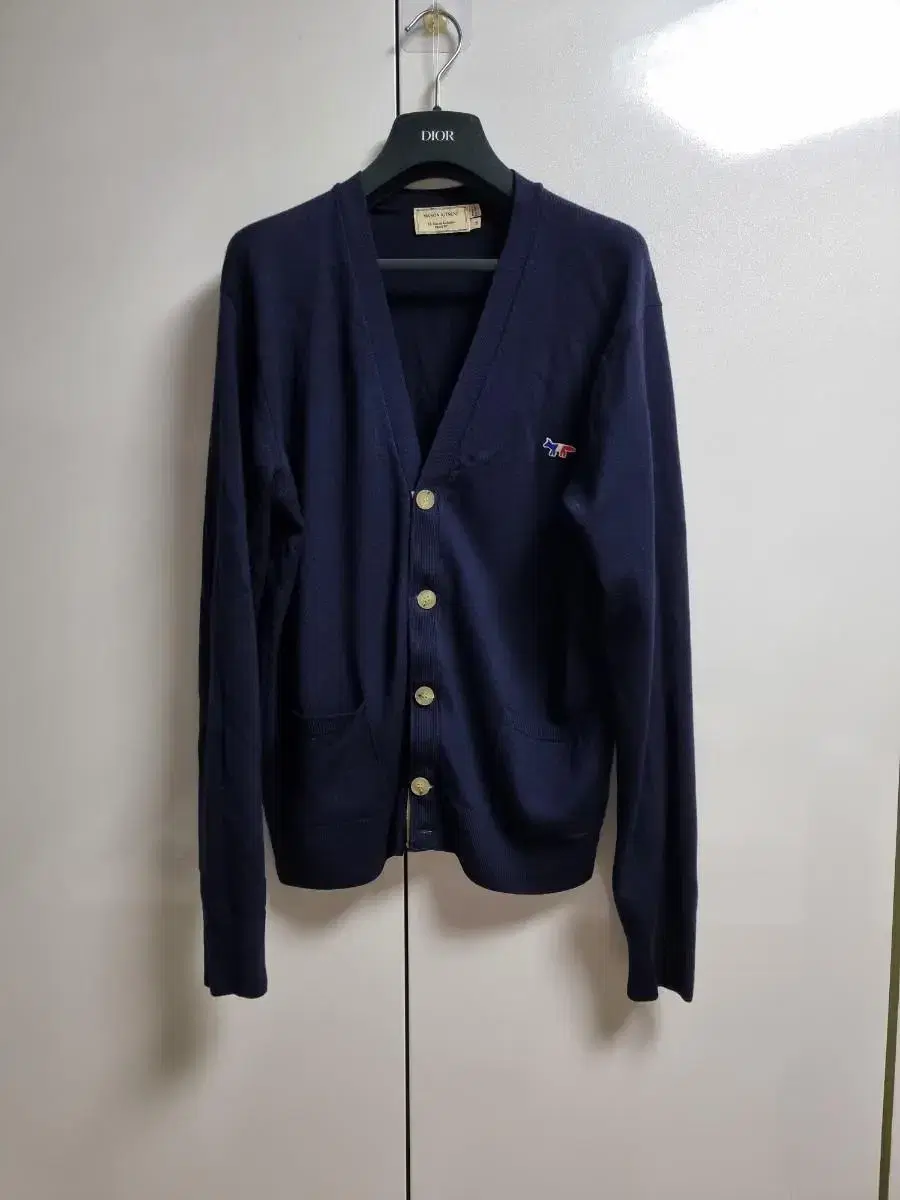 Maison Kitsune 3-color tricolor navy cardigan size M