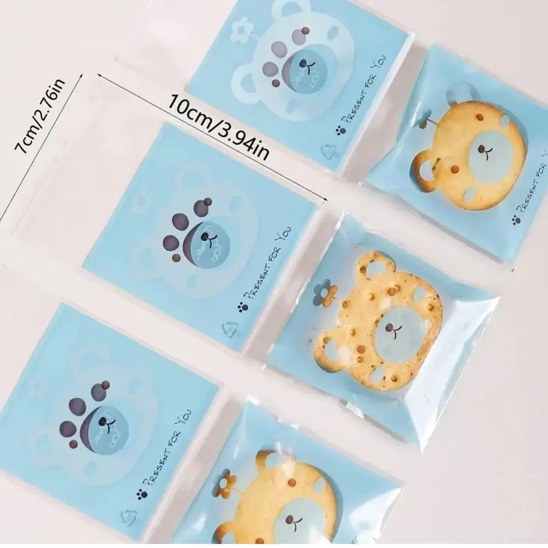 1 set of 100 blue bear OPP envelopes 7x7