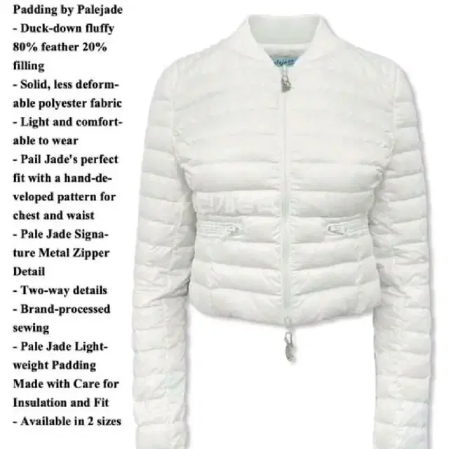 페일제이드 경량패딩 Airy puffer jacket in white