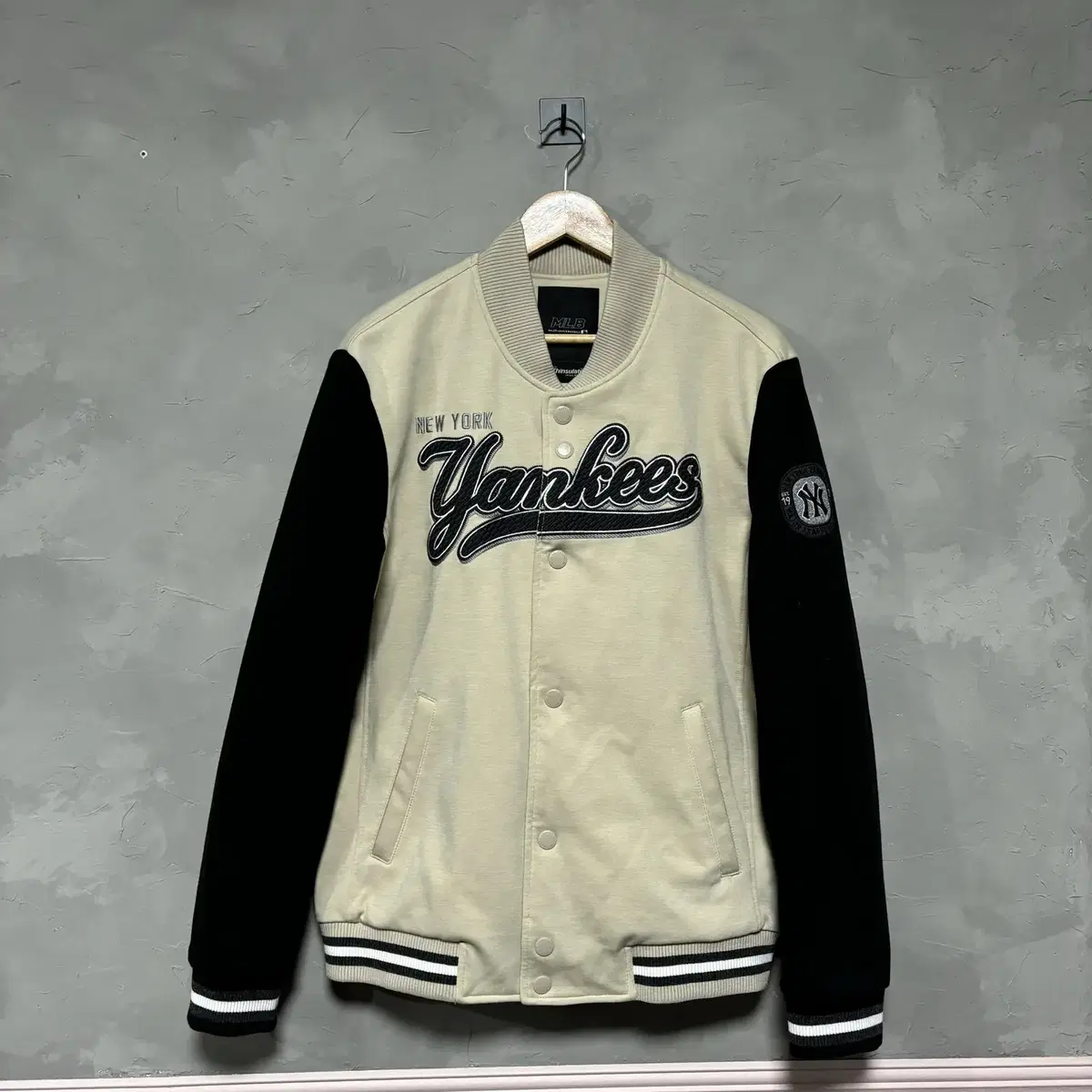 MLB New York Yankees Varsity Stadium Bomber Jacket Beige