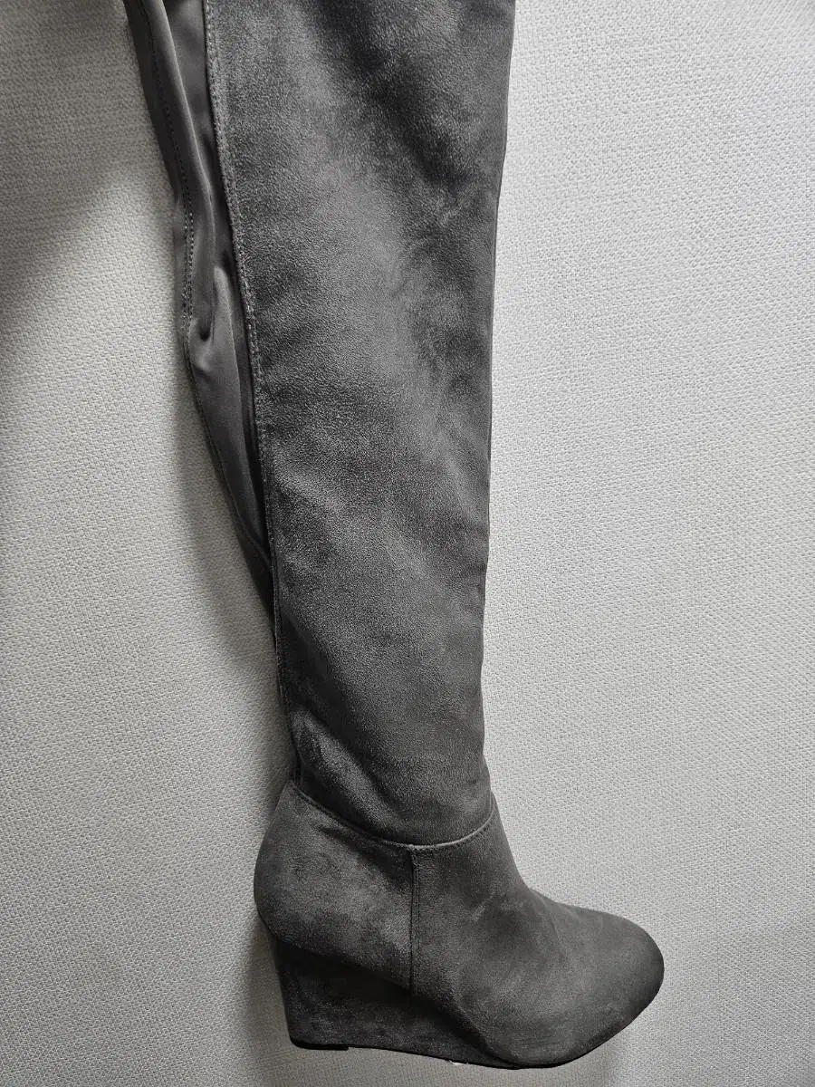 Gray suede long boots