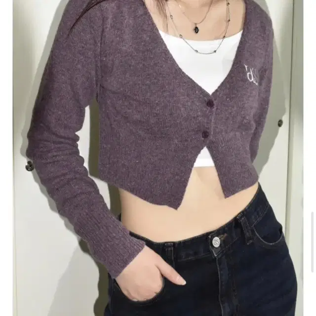 애즈온 BERRY CROP CARDIGAN / PURPLE