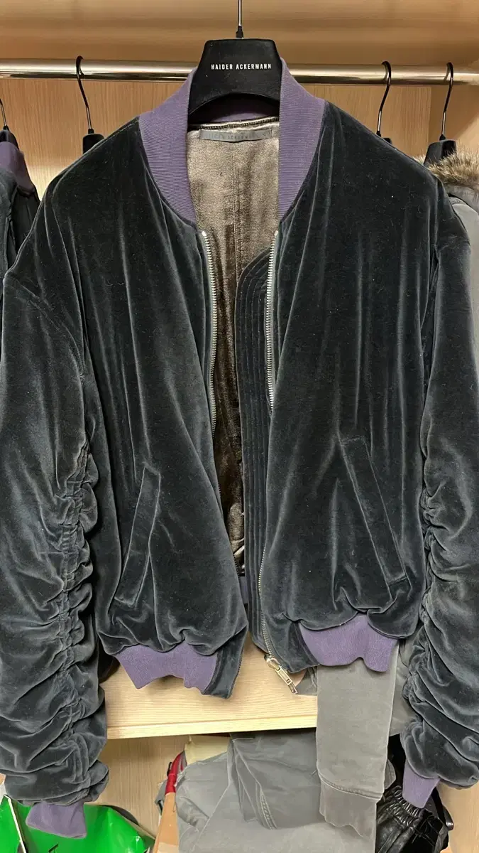 [XS] Heider Ackermann FW15 Black Purple Velvet Fur Bomber