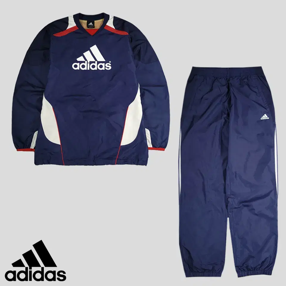 Adidas JP Navy Red White Colorblocked Sideline Logo Big Print Old School