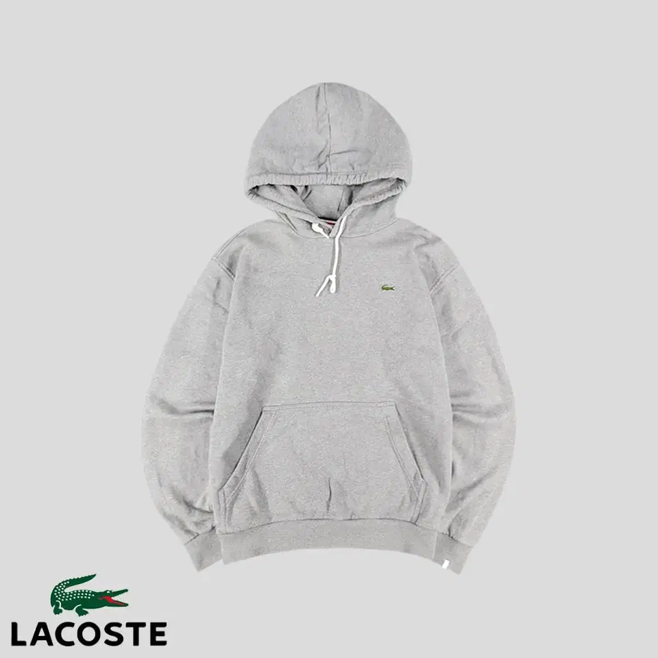 Lacoste Live Grey Crocpatched Cotton100 Sweatshirt Hoodie L